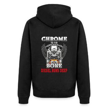 Chrome to the bone diesel runs deep - Veste à capuche bio Premium Unisexe - noir - Dos - Nico (187cm)