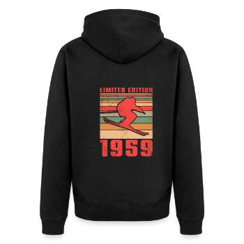 Skieur biathlon Sports d’hiver anniversaire 1959 - Veste à capuche bio Premium Unisexe - noir - Dos - Nico (187cm)