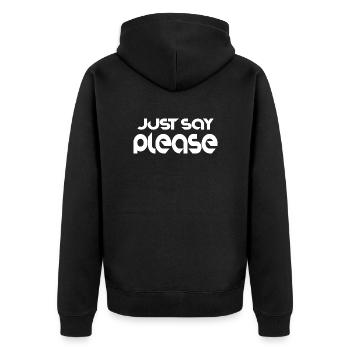 Dire slogan de texte cool - Veste à capuche bio Premium Unisexe - noir - Dos - Nico (187cm)