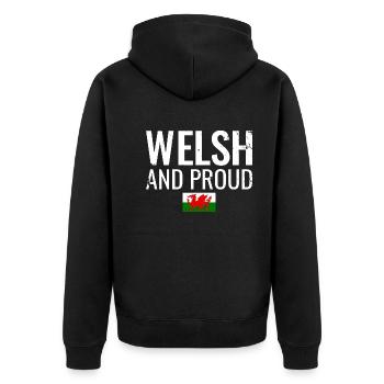 Welsh And Proud Wales Welsh Flag Welsh - Unisex Premium Organic Zip Hoodie - black - Back - Nico (187cm)
