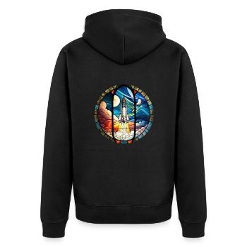 Lancement de fusée spatiale Kirchenglass Buntglass - Veste à capuche bio Premium Unisexe - noir - Dos - Nico (187cm)