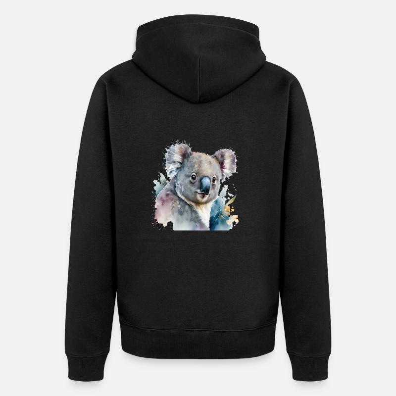 Aquarelle Koala - Veste à capuche bio Premium Unisexe - noir