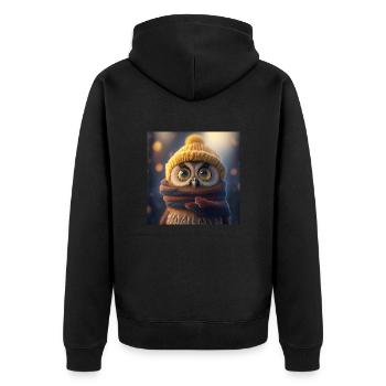 Owl Cap Scarf Winter Snow Lusitg Sweet - Unisex Premium Organic Zip Hoodie - black - Back - Nico (187cm)