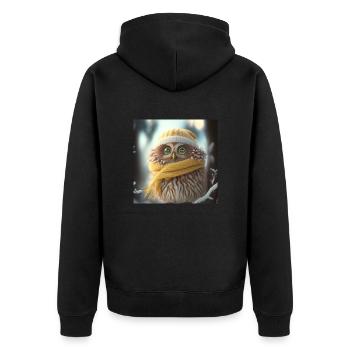 Hibou Echarpe Bonnet Hiver Neige Drôle Mignon - Veste à capuche bio Premium Unisexe - noir - Dos - Nico (187cm)