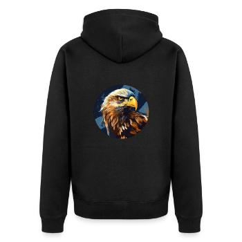 Eagle - Unisex Premium Organic Zip Hoodie - black - Back - Nico (187cm)