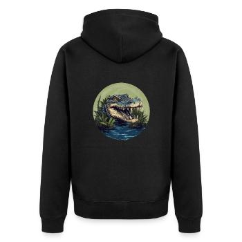 Crocodile - Unisex Premium Organic Zip Hoodie - black - Back - Nico (187cm)