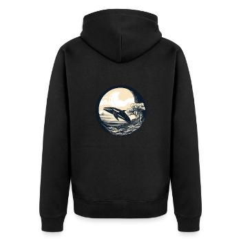 Wal - Unisex Premium Bio Zip Hoodie - Schwarz - Hinten - Nico (187cm)