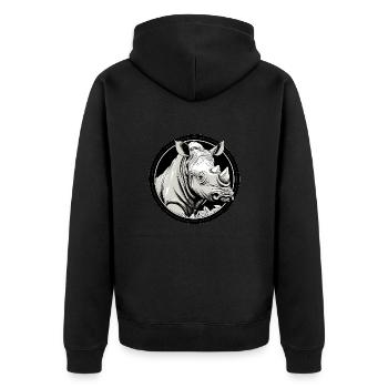 Nashorn - Unisex Premium Bio Zip Hoodie - Schwarz - Hinten - Nico (187cm)