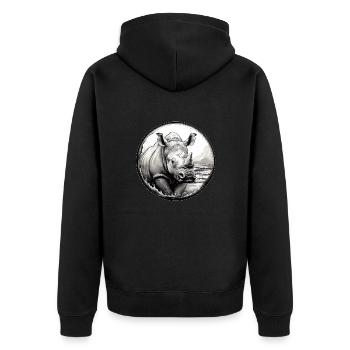 Nashorn - Unisex Premium Bio Zip Hoodie - Schwarz - Hinten - Nico (187cm)