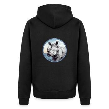 Nashorn - Unisex Premium Bio Zip Hoodie - Schwarz - Hinten - Nico (187cm)