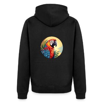 Papagei - Unisex Premium Bio Zip Hoodie - Schwarz - Hinten - Nico (187cm)
