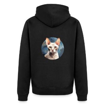 Devon Rex Katze - Unisex Premium Bio Zip Hoodie - Schwarz - Hinten - Nico (187cm)