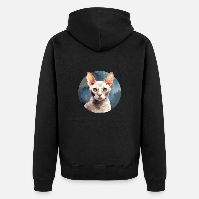 Devon Rex Katze - Unisex Premium Bio Zip Hoodie - Schwarz