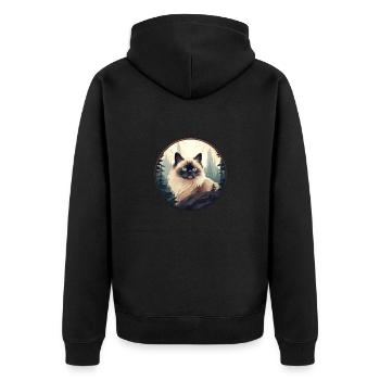 Himalayan cat - Unisex Premium Organic Zip Hoodie - black - Back - Nico (187cm)