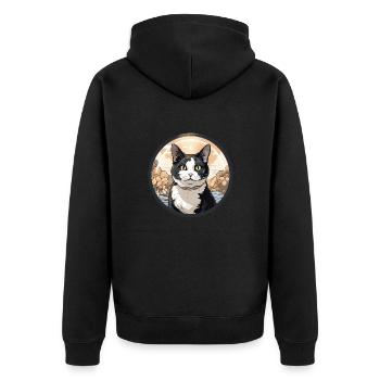Japanese Bobtail Katze - Unisex Premium Bio Zip Hoodie - Schwarz - Hinten - Nico (187cm)