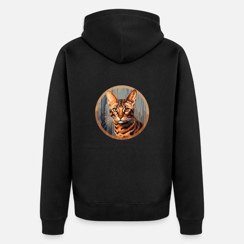 Chat Ocicat - Veste à capuche bio Premium Unisexe - noir