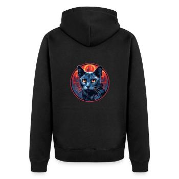 Chat bleu russe - Veste à capuche bio Premium Unisexe - noir - Dos - Nico (187cm)