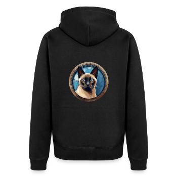 Siamese cat - Unisex Premium Organic Zip Hoodie - black - Back - Nico (187cm)