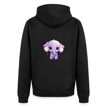 Baby Elefant Kawaii - Unisex Premium Bio Zip Hoodie - Schwarz - Hinten - Nico (187cm)