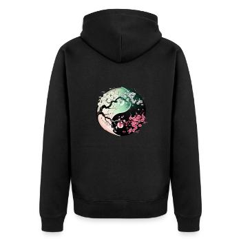 Sakura Yin Yang - Unisex Premium Organic Zip Hoodie - black - Back - Nico (187cm)