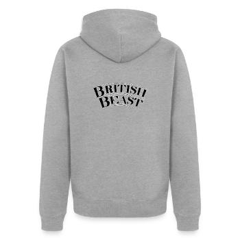 Bête britannique - Veste à capuche bio Premium Unisexe - gris chiné - Dos - Nico (187cm)