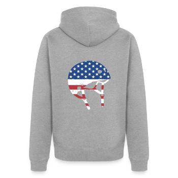 Sport Us Flag Roller Derby - Unisex Premium Bio Zip Hoodie - Grau meliert - Hinten - Nico (187cm)