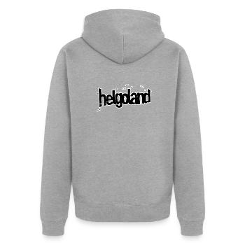 Helgoland - Unisex Premium Bio Zip Hoodie - Grau meliert - Hinten - Nico (187cm)