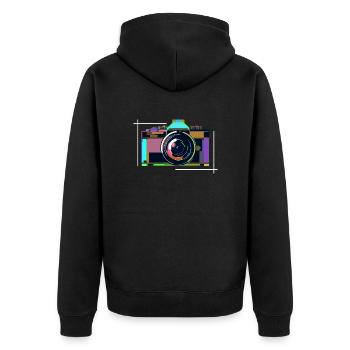 Motif coloré d’art de caméra - Veste à capuche bio Premium Unisexe - noir - Dos - Nico (187cm)