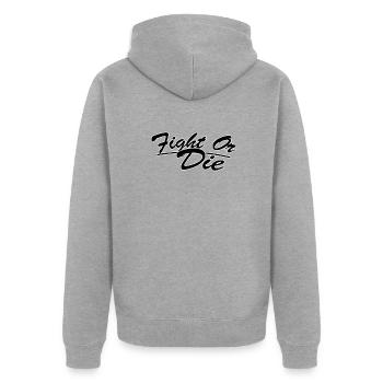 Combattre ou mourir - Veste à capuche bio Premium Unisexe - gris chiné - Dos - Nico (187cm)