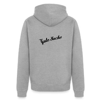 Good thing - Unisex Premium Organic Zip Hoodie - heather grey - Back - Nico (187cm)