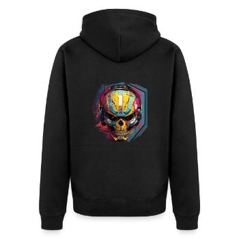 focus on the goal - Unisex Premium Bio Zip Hoodie - Schwarz - Hinten - Nico (187cm)
