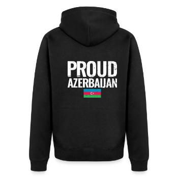 Proud Azerbaijan Azerbaijan Flag - Unisex Premium Organic Zip Hoodie - black - Back - Nico (187cm)