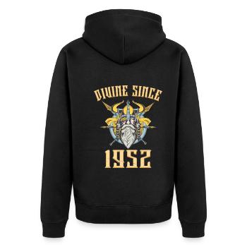 Dieu Viking, Divin Depuis 1952 Anniversaire 71 Ans - Veste à capuche bio Premium Unisexe - noir - Dos - Nico (187cm)