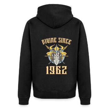 Dieu Viking, Divin Depuis 1962 Anniversaire 61 Ans - Veste à capuche bio Premium Unisexe - noir - Dos - Nico (187cm)