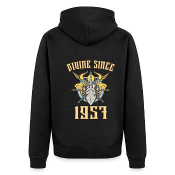 Dieu Viking, Divin Depuis 1957 Anniversaire 66 Ans - Veste à capuche bio Premium Unisexe - noir - Dos - Nico (187cm)