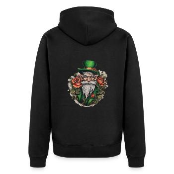 Leprechaun / Kobold / grün / Ginger / Irland - Unisex Premium Bio Zip Hoodie - Schwarz - Hinten - Nico (187cm)