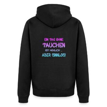 Tauchen Spruch Taucher - Unisex Premium Bio Zip Hoodie - Schwarz - Hinten - Nico (187cm)