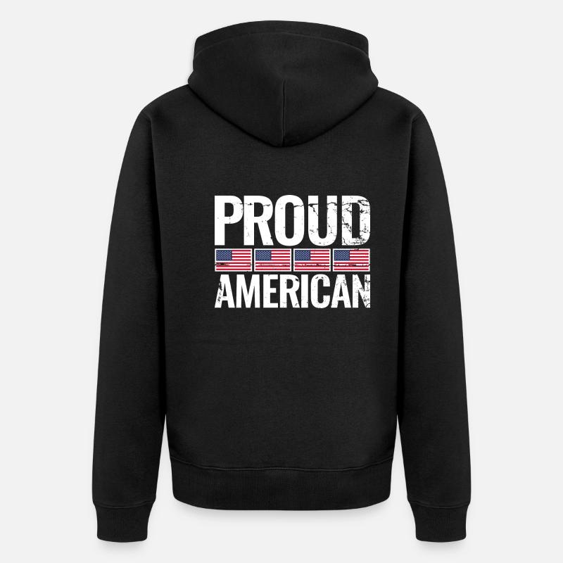 Fier drapeau américain américain américain - Veste à capuche bio Premium Unisexe - noir