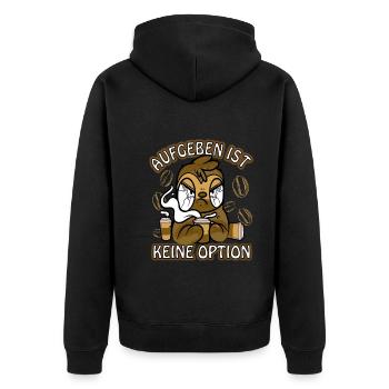 Kaffee aufgeben ist keine Option böses Faultier - Unisex Premium Bio Zip Hoodie - Schwarz - Hinten - Nico (187cm)