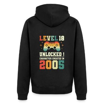 Level 18 Birthday Gamer 18 years old - Unisex Premium Organic Zip Hoodie - black - Back - Nico (187cm)