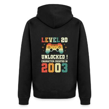Level 20 Birthday Gamer 20 Years - Unisex Premium Organic Zip Hoodie - black - Back - Nico (187cm)
