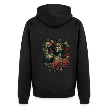 Femme forte Mère Roses Cadeau de fête des mères - Veste à capuche bio Premium Unisexe - noir - Dos - Nico (187cm)