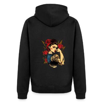 Femme forte Mère Roses Cadeau de fête des mères - Veste à capuche bio Premium Unisexe - noir - Dos - Nico (187cm)