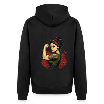 Femme forte Mère Roses Cadeau de fête des mères - Veste à capuche bio Premium Unisexe - noir - Dos - Nico (187cm)