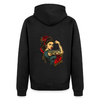 Femme forte Mère Roses Cadeau de fête des mères - Veste à capuche bio Premium Unisexe - noir - Dos - Nico (187cm)