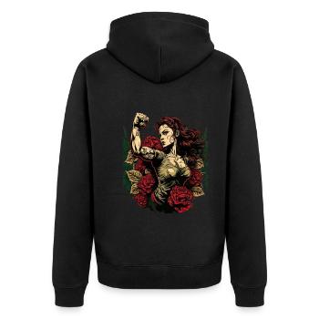 Femme forte Mère Roses Cadeau de fête des mères - Veste à capuche bio Premium Unisexe - noir - Dos - Nico (187cm)