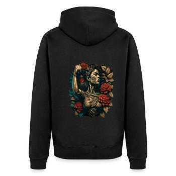 Femme forte Mère Roses Cadeau de fête des mères - Veste à capuche bio Premium Unisexe - noir - Dos - Nico (187cm)