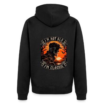 I m not old I m classic Motorrad biker - Unisex Premium Bio Zip Hoodie - Schwarz - Hinten - Nico (187cm)