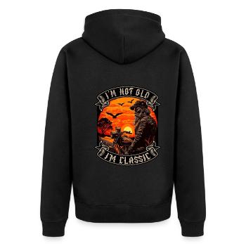 I m not old I m classic Motorrad biker - Unisex Premium Bio Zip Hoodie - Schwarz - Hinten - Nico (187cm)