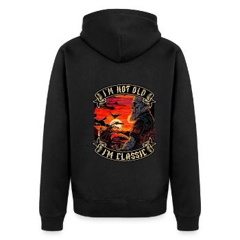I m not old I m classic Motorrad biker - Unisex Premium Bio Zip Hoodie - Schwarz - Hinten - Nico (187cm)